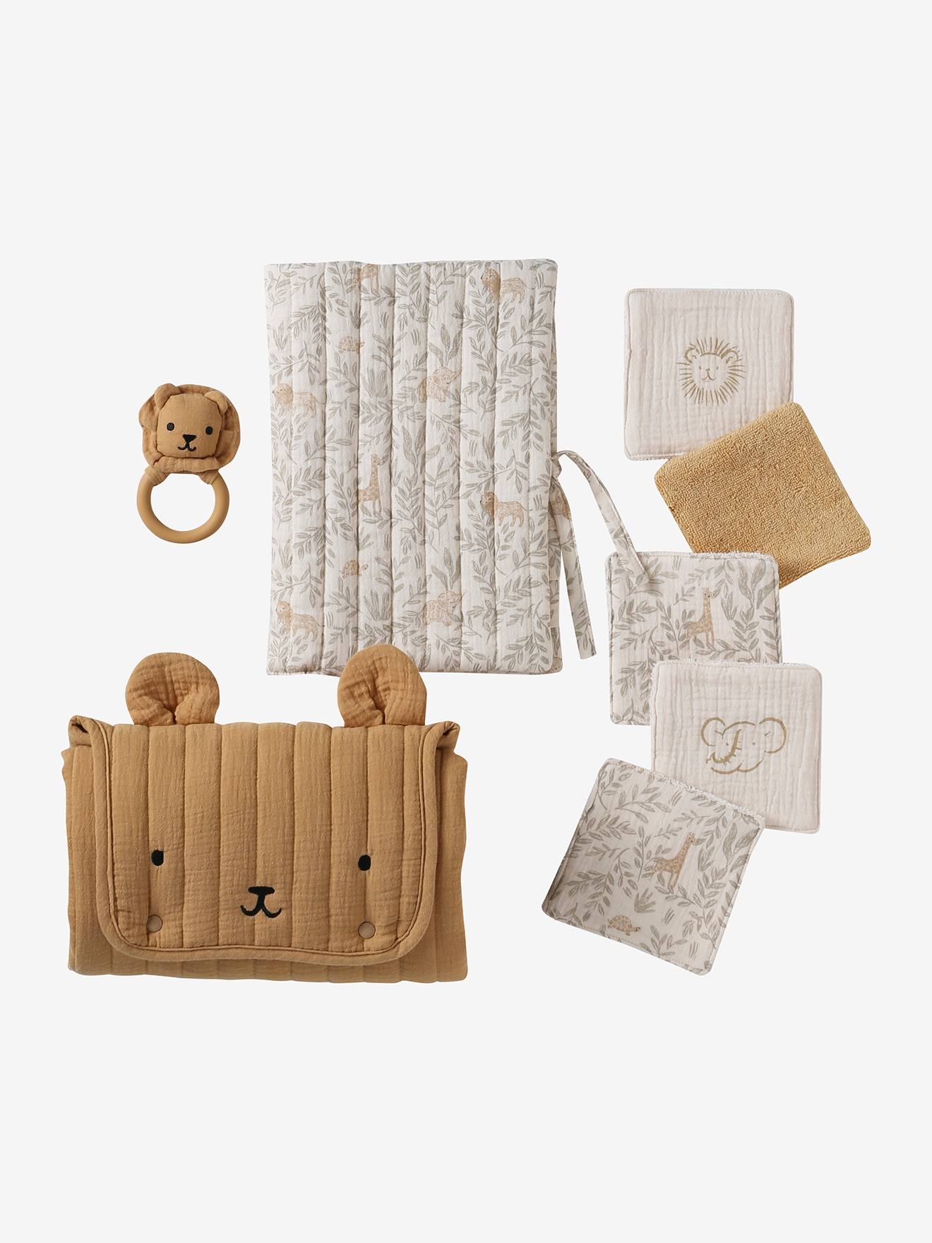 Coffret cadeau naissance 8 pièces : 1 hochet, 1 tapis à langer nomade, 5 lingettes, 1 pochette babylone (Vertbaudet) - Image 3