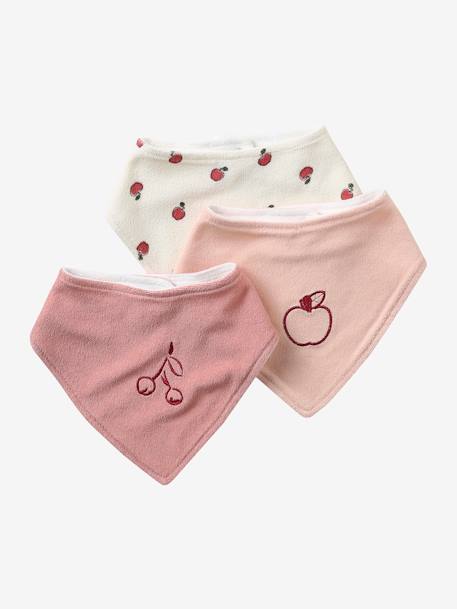 Vertbaudet - Lot de 3 bavoirs bandanas en éponge lot rose