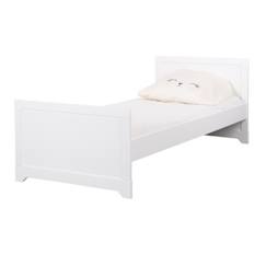 Chambre et rangement-Lit enfant - AKITEN RETAIL - Mona - Blanc - Bois massif - Sommier à lattes - 90x190 cm