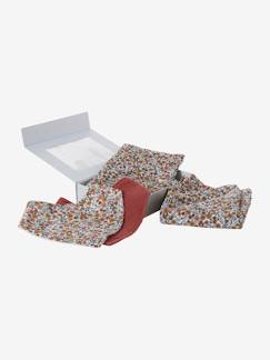 Puériculture-Coffret cadeau naissance 4 pièces : 2 bavoirs + 1 lange + 1 protège-carnet