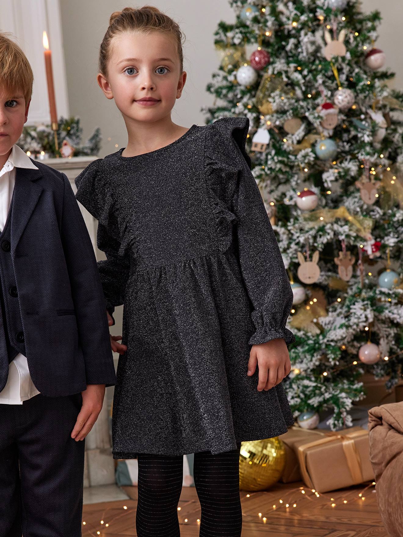 Robe en jersey scintillante anthracite