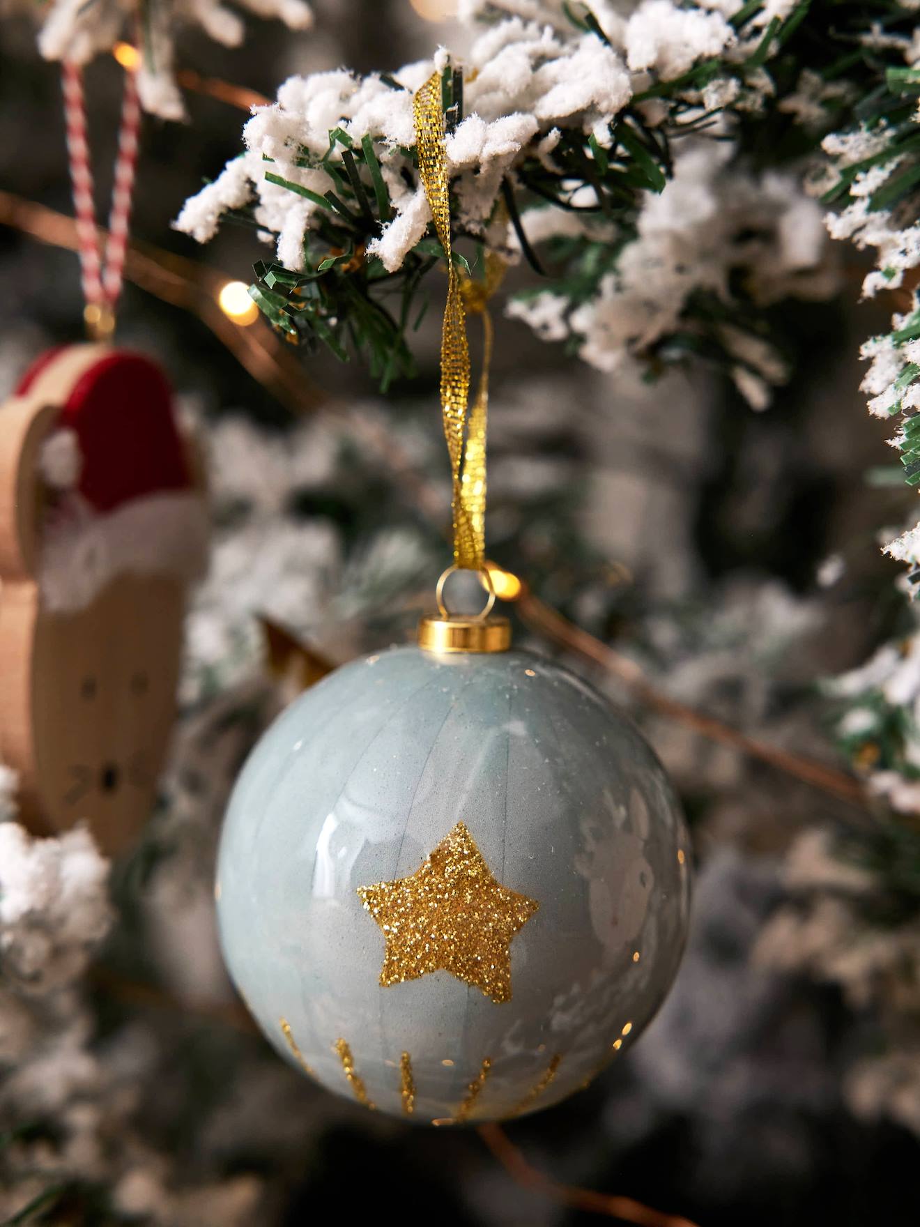 Lot 6 Boules de Noël esprit nordique vert