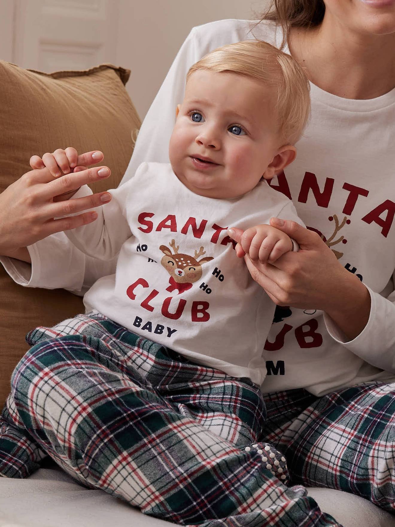 Pyjama Noël 2 pièces bébé  Santa Club Capsule famille écru