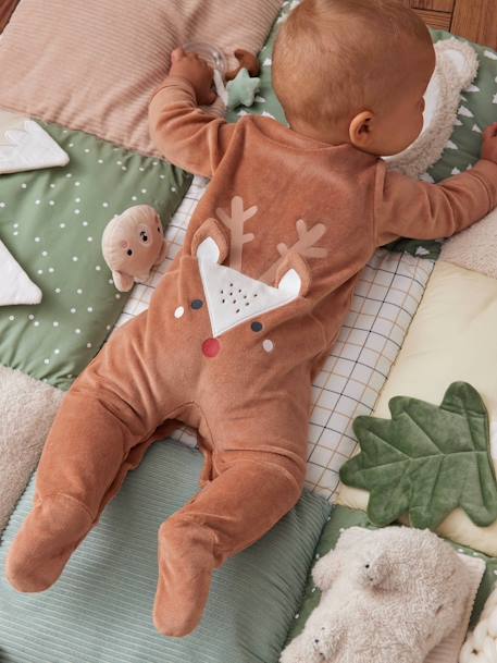 Vertbaudet - coffret Noël pyjama bébé et bavoir renne noix de pécan