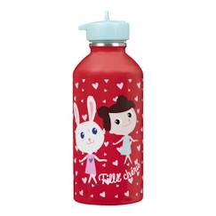 -Gourde enfant Acier inoxydable - Facile à nettoyer - Gourde réutilisable - Contenance 300ml - 17 cm x 6,5 cm - Rouge - Fille Chérie