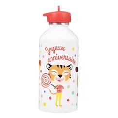 -Gourde enfant Acier inoxydable - Facile à nettoyer - Gourde réutilisable - Contenance 300ml - 17 cm x 6,5 cm - Joyeux anniversaire