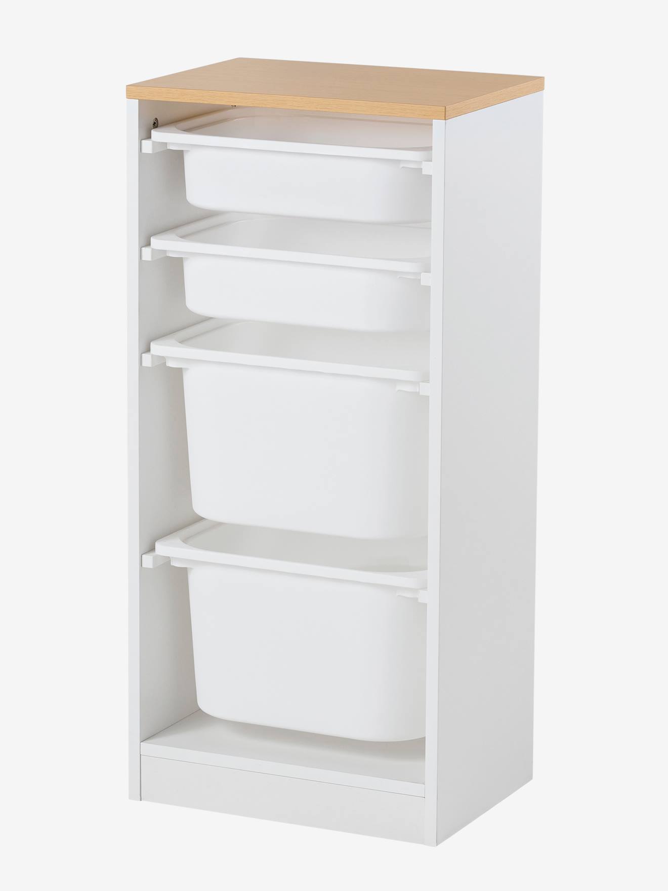 Meuble de rangement vertical avec bacs plastique blanc (Vertbaudet) - Image 1