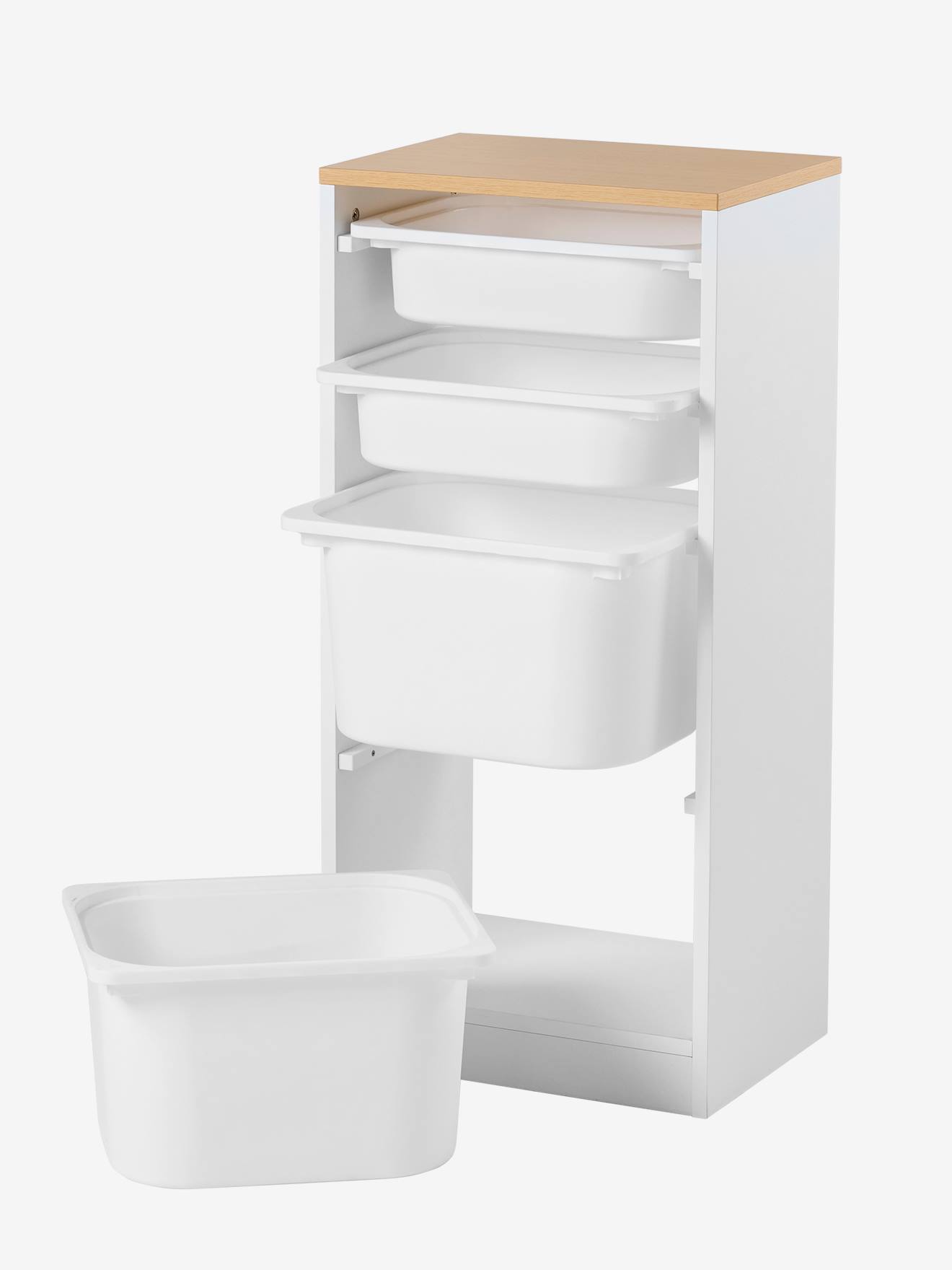 Meuble de rangement vertical avec bacs plastique blanc (Vertbaudet) - Image 2