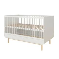 Chambre et rangement-Chambre-Lit bébé évolutif - AKITEN RETAIL - Modèle Sasha - Matelas inclus 70x140 cm - Bois massif - 4 positions