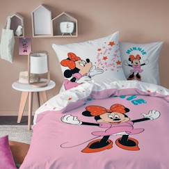 -Parure de lit enfant imprimée 100% coton - Disney Home Minnie Happy - Rose - Rectangulaire - 140 x 200 cm