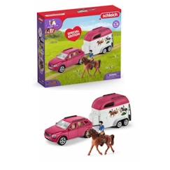 Jouet-Voiture avec remorque pour chevaux, Coffret schleich avec 1 cheval schleich inclus, coffret figurines pour enfants de 5 ans,