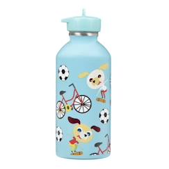 -Gourde enfant Acier inoxydable - Facile à nettoyer - Gourde réutilisable - Contenance 300ml - 17cm x 6,5cm - Chiens Skateurs