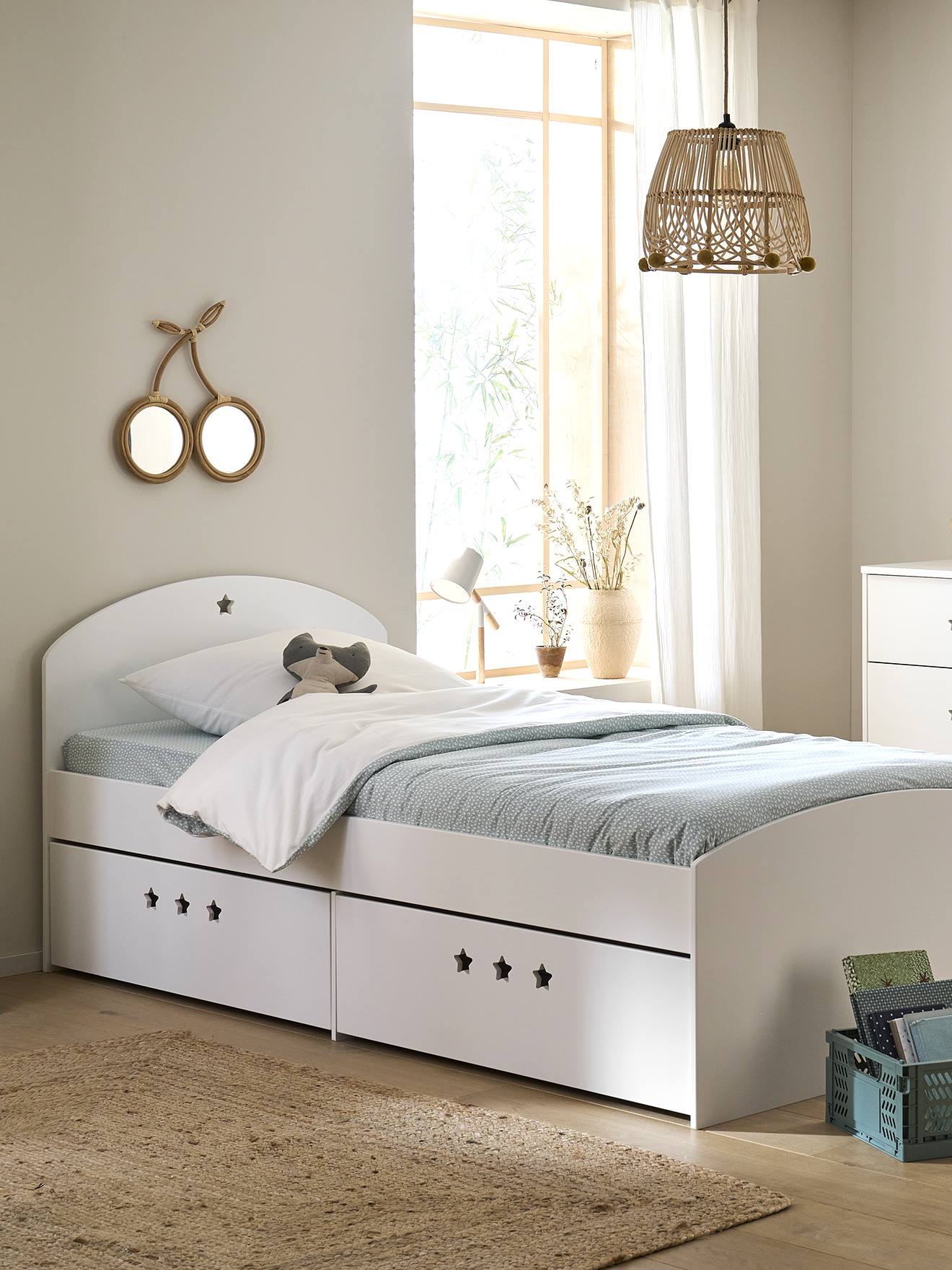 Lit fixe enfant avec tiroirs LIGNE SIRIUS blanc