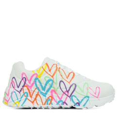 -Baskets fille Skechers Uno Lite Spread The Love - blanc/multicolore - Enfant - Lacets - Plat