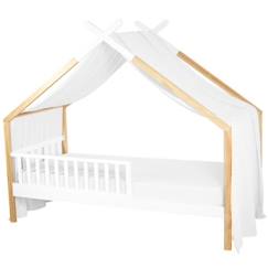 -Toile de lit ciel de lit cabane en gaze de coton Blanc 420 x 140 cm