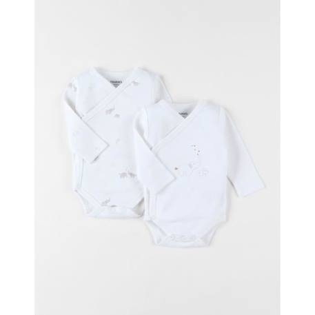 Bébé-Ensemble 2 bodys croisés jersey Bio - ecru