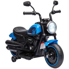 Jouet-Moto électrique pour enfants - HOMCOM - 3 km/h, 6V, phare LED - charge max. 25 kg - 2 roues d'entraînement - moteur puissant - bleu