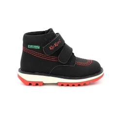 -Bottillons - KICKERS - Kickfun - Rouge/Noir - Synthetique - Fermeture Scratch - Enfant