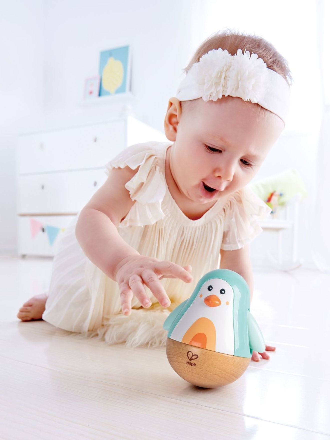 Pingouin culbuto musical HAPE turquoise