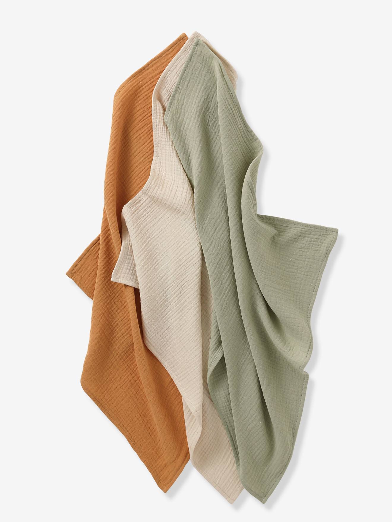 Lot de 3 langes unis en gaze de coton Bio* multicolore (Vertbaudet) - Image 2