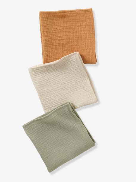 Vertbaudet - Lot de 3 langes unis en gaze de coton Bio* multicolore