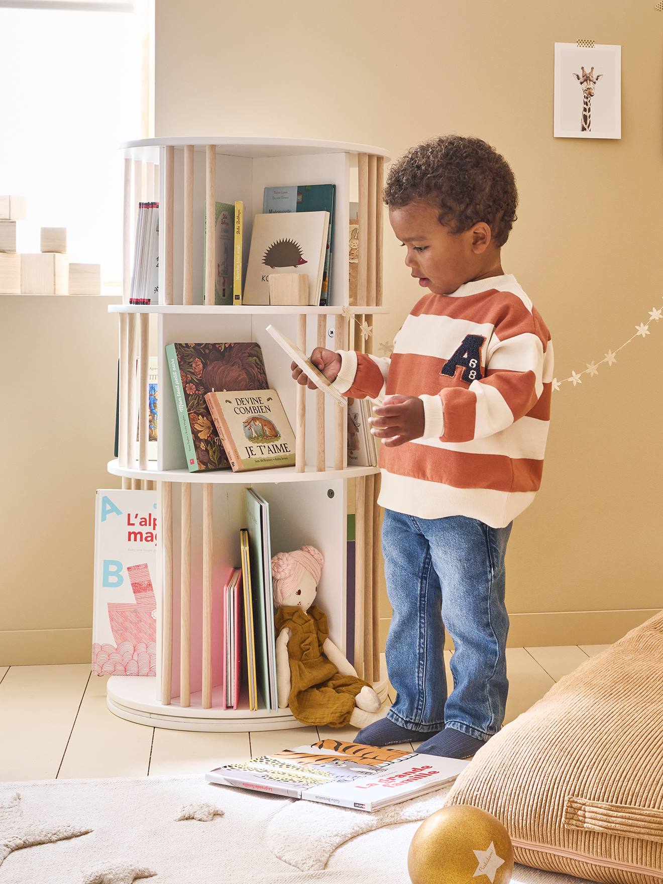 Bibliothèque tournante 3 Étages blanc