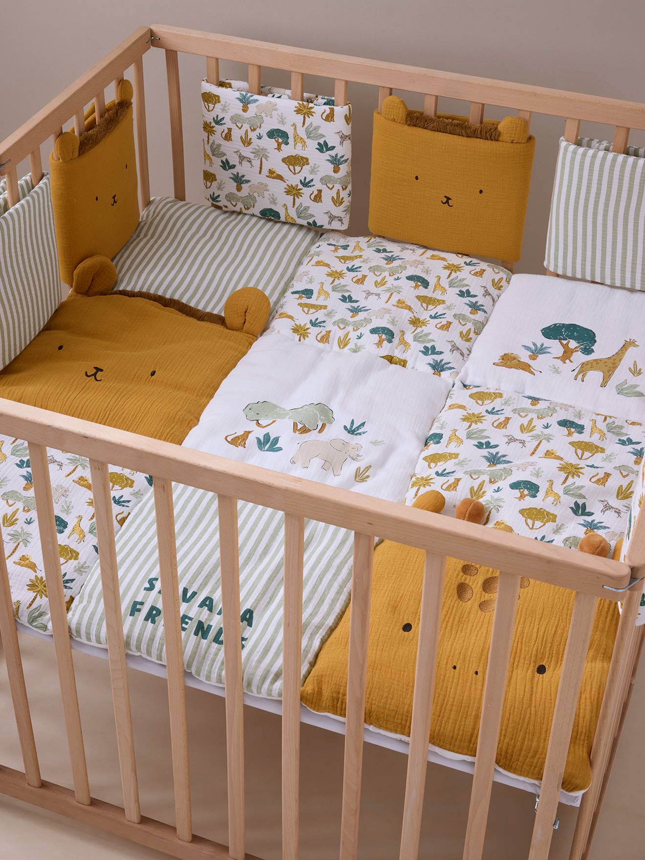 Tour de lit / tour de parc pare-chocs SAVANA multicolore