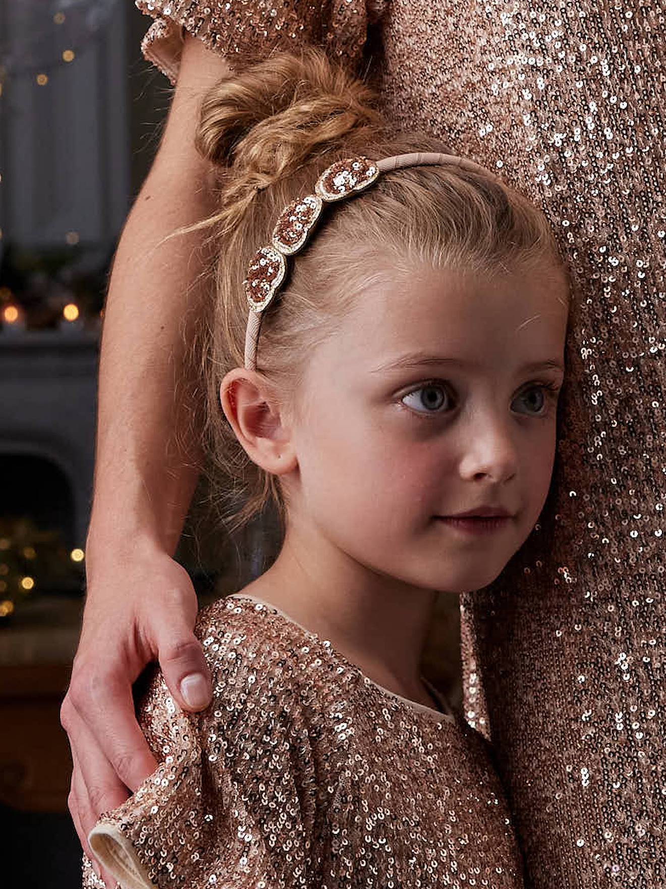 Serre-tête c½urs à sequins fille or