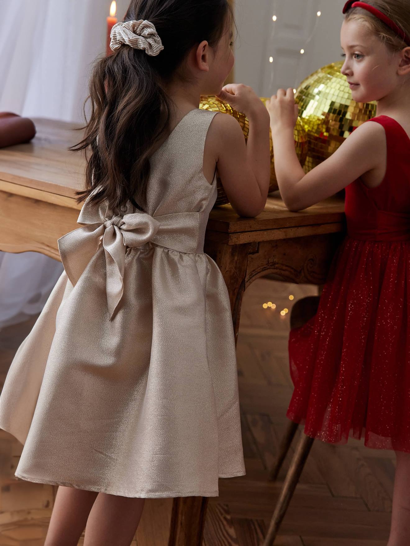 Robe de fête brillante fille or