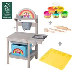 Jouet-Cuisine Enfant Extérieure ROBA x Play-Doh avec 6 Pots de Pâte à Modeler + Boite en Tissu et Accessoires - Jouet Créatif dès 3 Ans