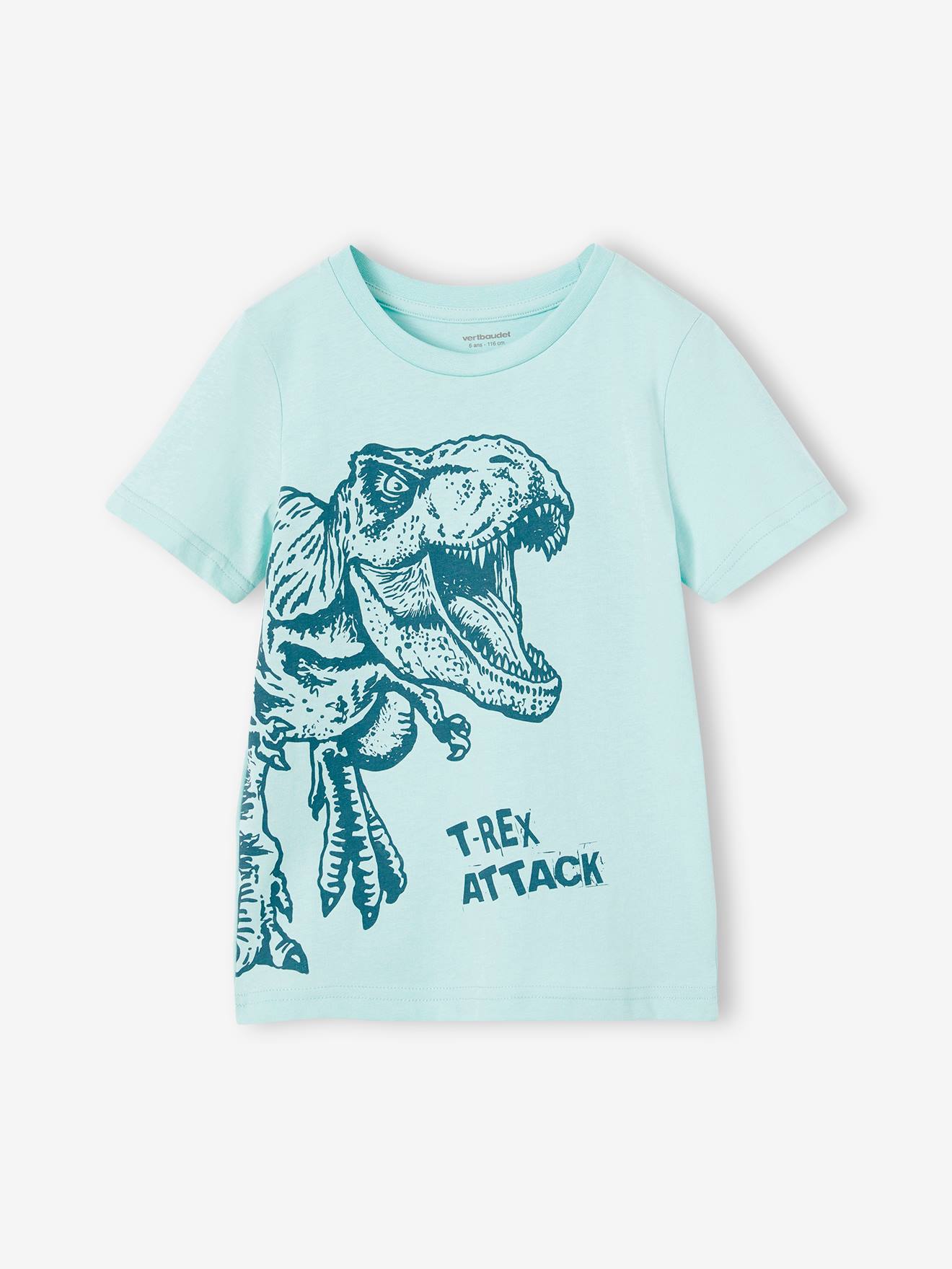 T-shirt Basics garçon imprimé devant turquoise