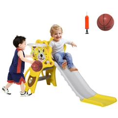 Jouet-Toboggan pour enfants AIYAPLAY intérieur extérieur avec panier de basket pour les enfants de 18 à 36 mois, jaune, gris