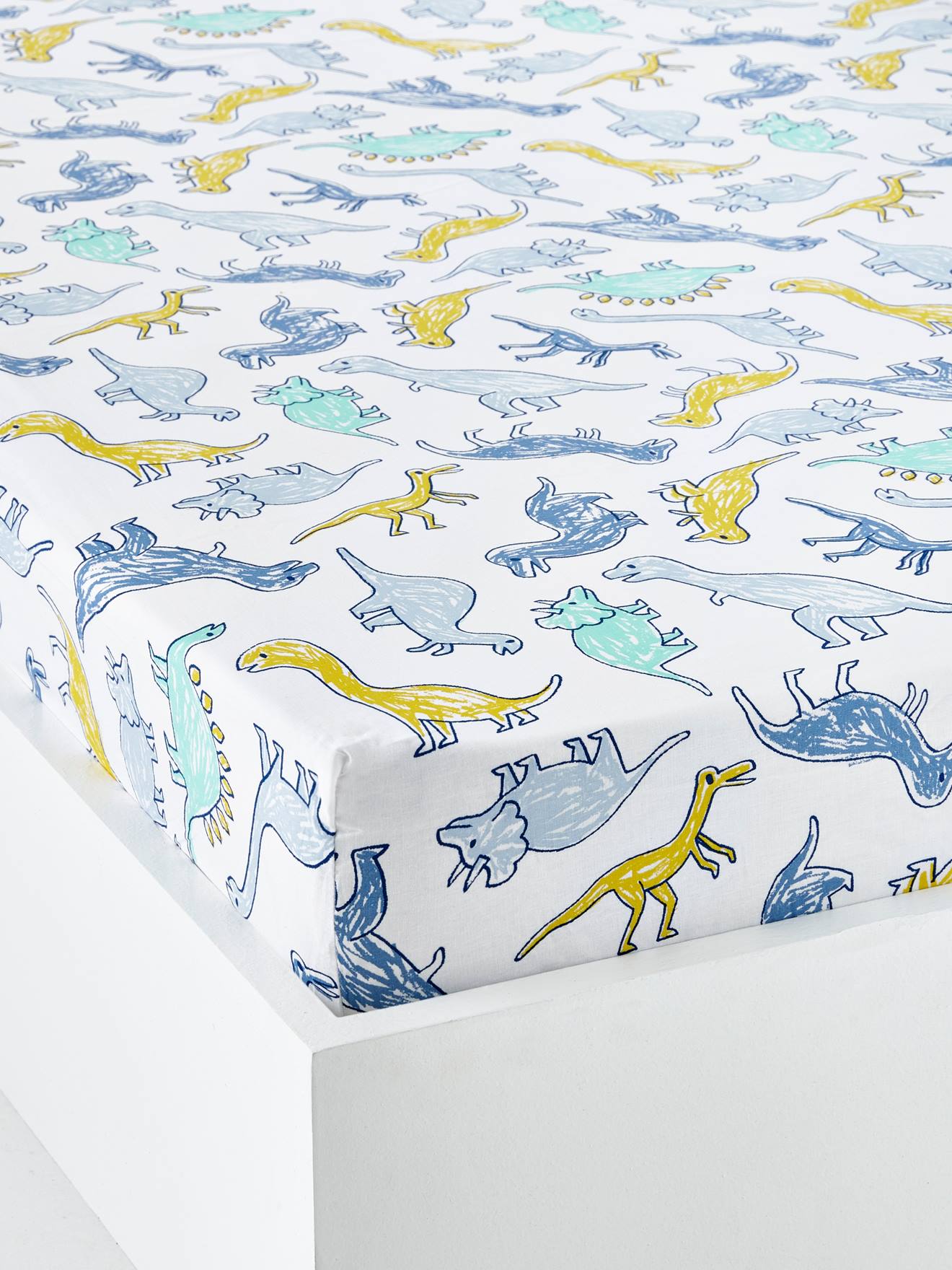 Drap-housse enfant DINOMANIA Oeko-Tex® blanc imprimé