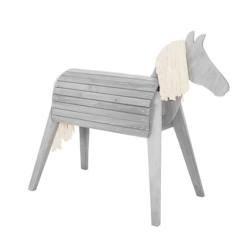 Jouet-ROBA Cheval d'Extérieur en Bois Massif pour Enfants - sans Bascule - Grand Cheval de Jardin pour Enfant - Gris