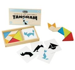 Jouet-Jeu de tangram en bois - JEUJURA - 8144 - Coffret en bois - 7 pièces - 30 modèles