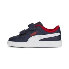 -Baskets bébé - PUMA - Smash 3.0 L V Inf - Cuir bleu marine - Fermeture par scratch - Talon plat