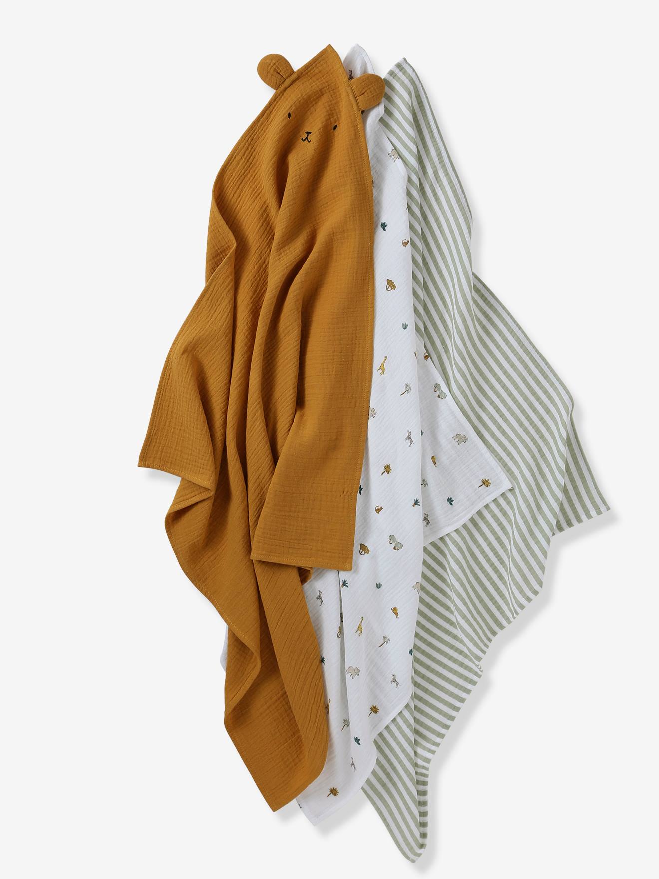 Lot de 3 langes en gaze de coton SAVANA multicolore (Vertbaudet) - Image 2