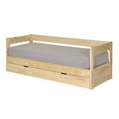 -Pack lit banquette gigogne avec tiroir et matelas 80x200 cm Ravi bois