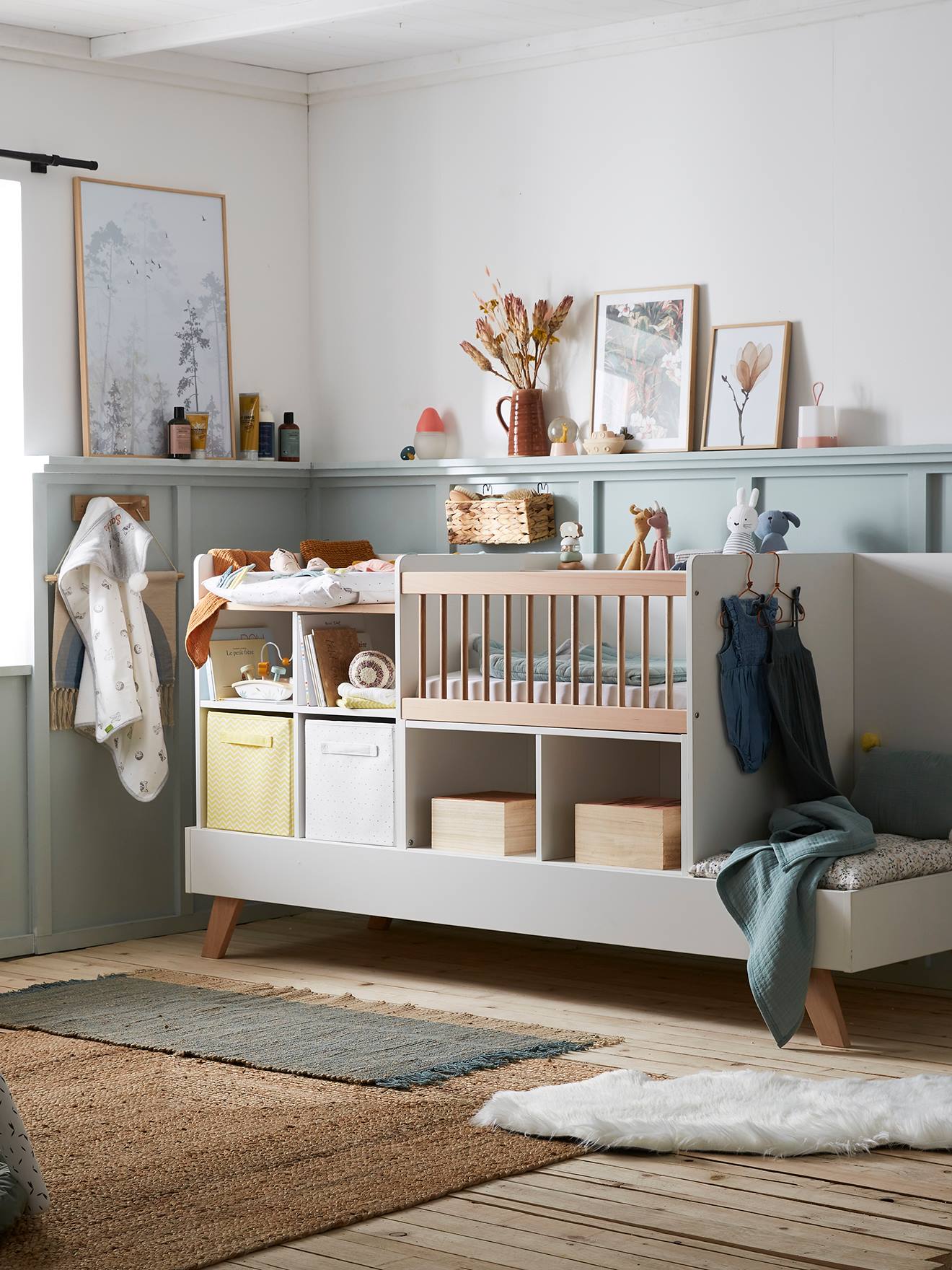 Lit bébé évolutif combiné 4 en 1 COMBINID blanc / bois (Vertbaudet) - Image 2