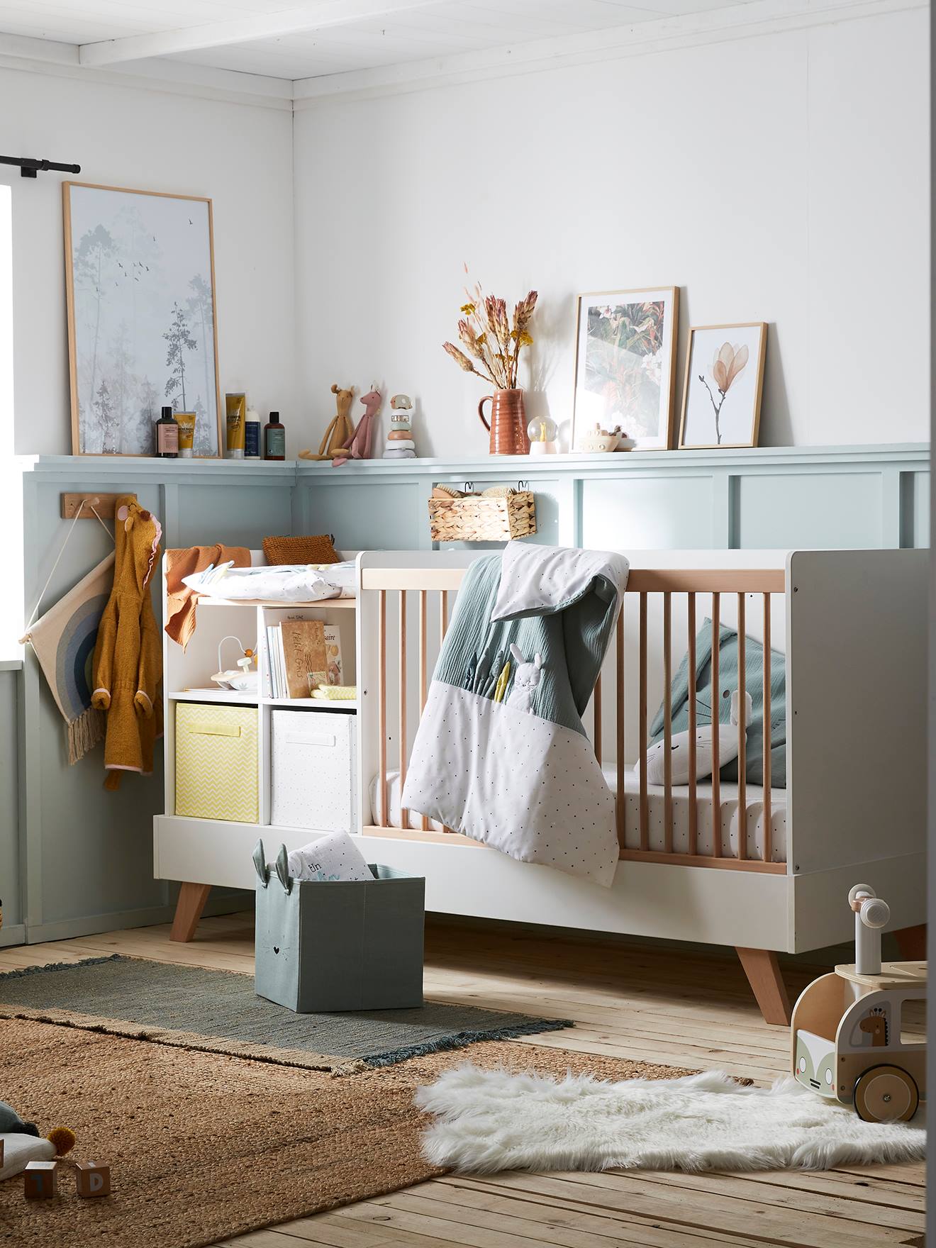 Lit Bébé évolutif combiné 4 en 1 LIGNE COMBINID blanc / bois
