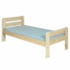 -Pack lit avec matelas 90x190 cm Sundy bois naturel - AKITEN RETAIL