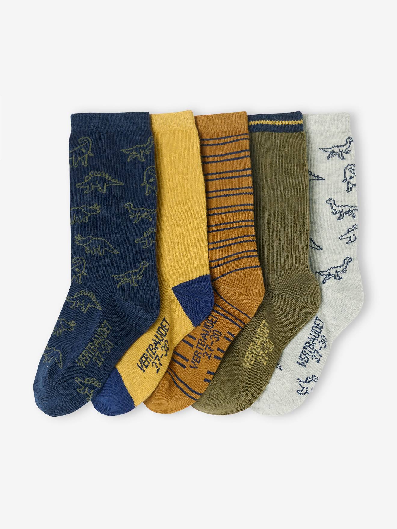Lot de 5 paires de chaussettes dinosaures garçon assorties