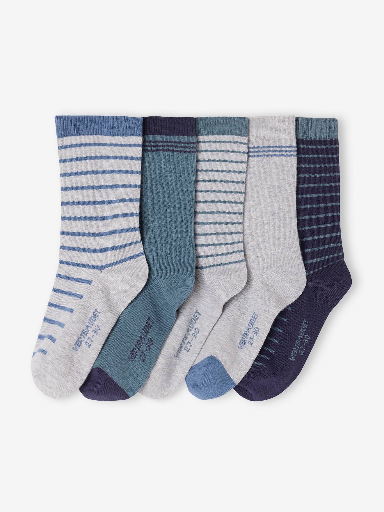 Lot de 5 paires de chaussettes rayées garçon BASICS assorties
