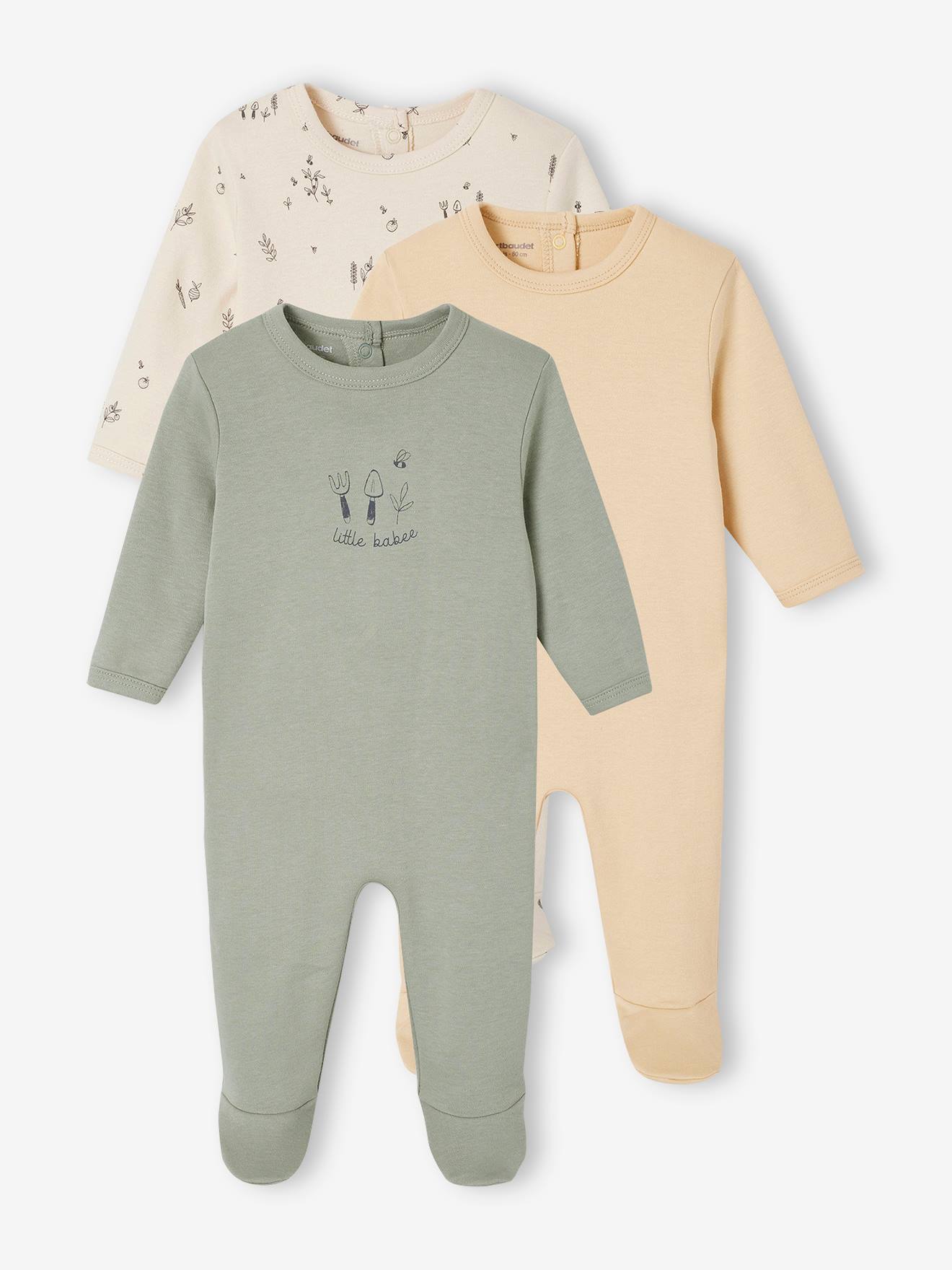 Lot de 3 pyjamas bébé mixtes Basics vert