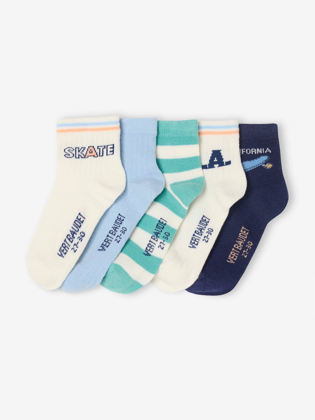 Lot de 5 paires de chaussettes US skate garçon assorties