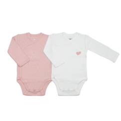 -Lot De 2 Bodies Manches Longues Pour Bébé Trois Kilos Sept - Rose