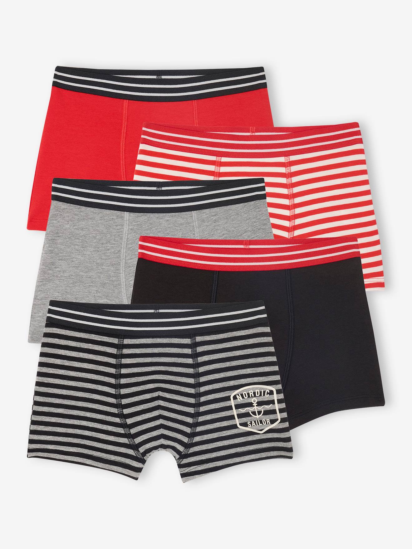 Lot 5 boxers Sailor garçon rouge