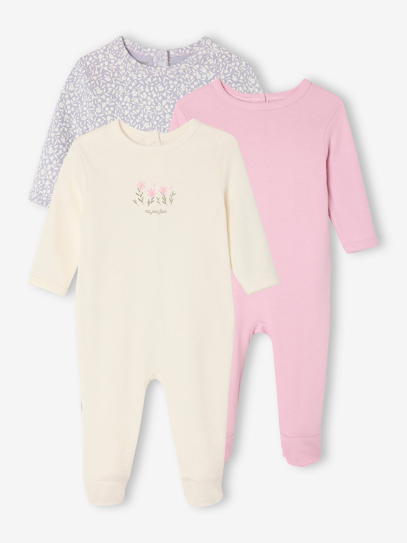 Lot de 3 dors-bien Basics rayé violet