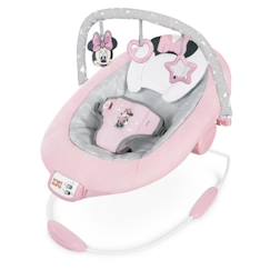 Puériculture-Transat, balancelle, trotteur-DISNEY BABY Transat bébé - Minnie - Arche avec jouets d'éveil Disney amovible, 8 Mélodies, Vibrations calmantes, Cale tête évolutif