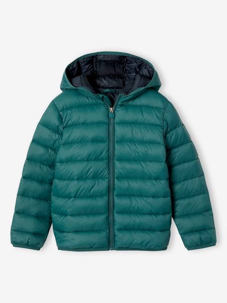 Doudoune garçon légère à capuche bleu moyen+marine+noir+noisette+noix de pécan+olive+rouge+vert émeraude 33 - vertbaudet enfant 
